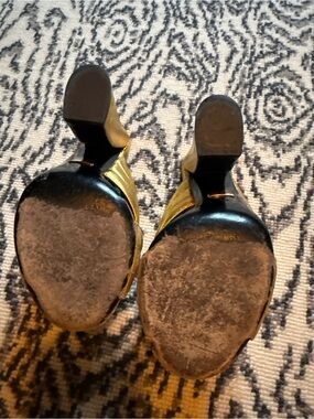 Gucci Gold Leather High Heel Sandals